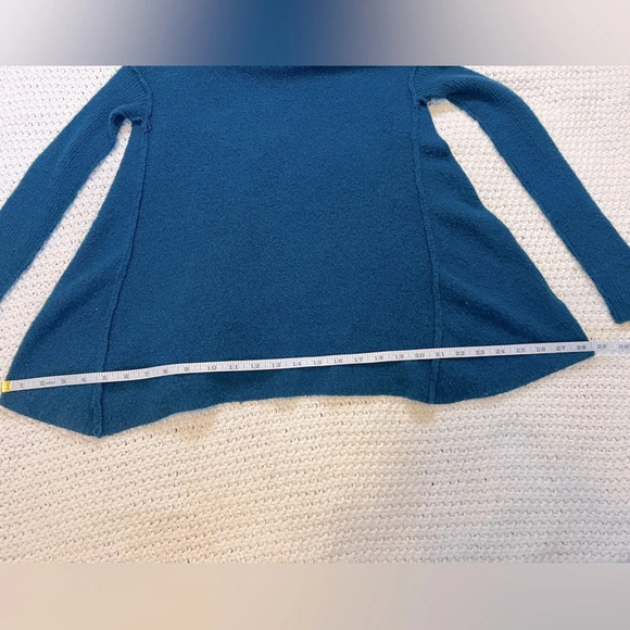 Free People Cotton Bohemian Cowl Neck Dark Teal Ribbed Oversized Sweater Size XS - Picture 9 of 16